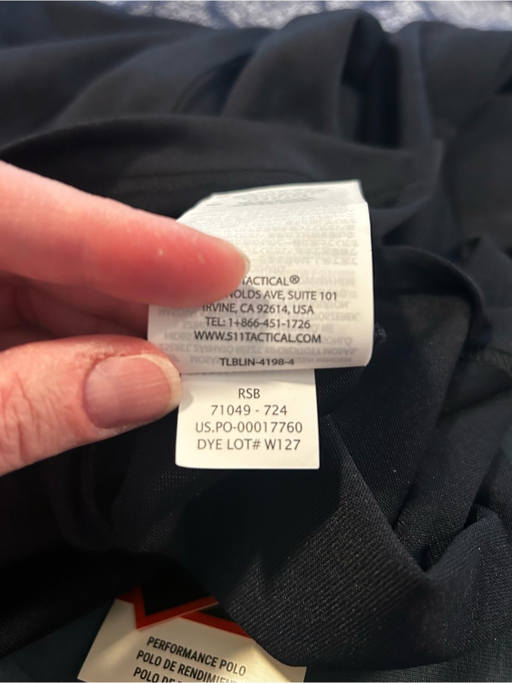 NWT Mens 5.11 Tactical Performance S/S Polo Dark Navy Sz XL - Picture 7 of 7